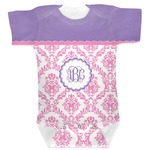 Pink, White & Purple Damask Baby Bodysuit (Personalized)