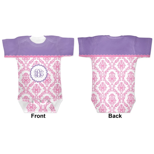 Pink, White & Purple Damask Baby Bodysuit Approval