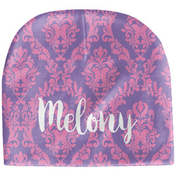 Pink, White & Purple Damask Baby Hat (Beanie) (Personalized)