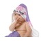 Pink, White & Purple Damask Baby Hooded Towel on Child