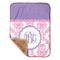 Pink, White & Purple Damask Baby Sherpa Blanket - Corner Showing Soft