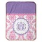 Pink, White & Purple Damask Baby Sherpa Blanket - Flat