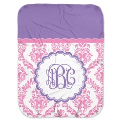 Pink, White & Purple Damask Baby Swaddling Blanket (Personalized)