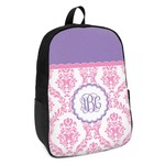 Pink, White & Purple Damask Kids Backpack (Personalized)