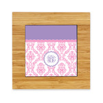 Pink, White & Purple Damask Bamboo Trivet with Ceramic Tile Insert (Personalized)