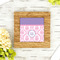 Pink, White & Purple Damask Bamboo Trivet with 6" Tile - LIFESTYLE