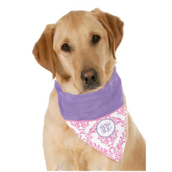 Pink, White & Purple Damask Dog Bandana Scarf w/ Monogram