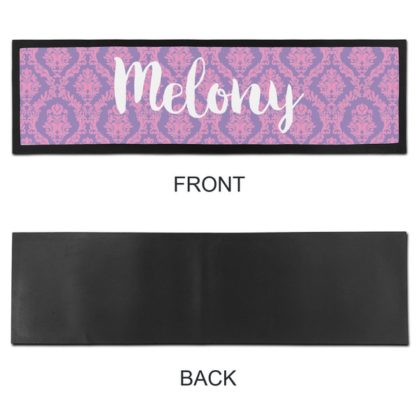 Pink, White & Purple Damask Bar Mat - Large - APPROVAL
