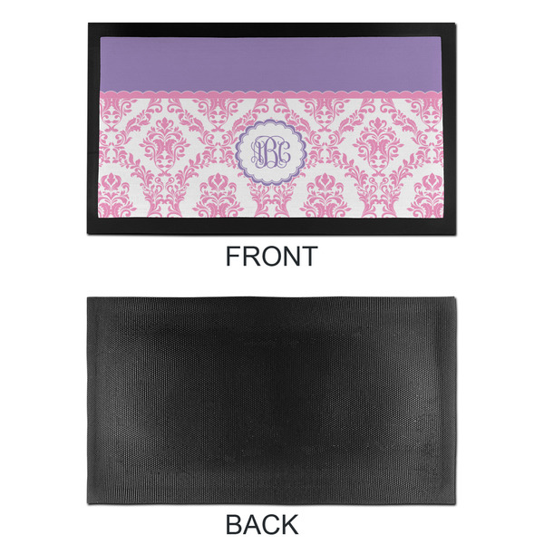 Pink, White & Purple Damask Bar Mat - Small - APPROVAL
