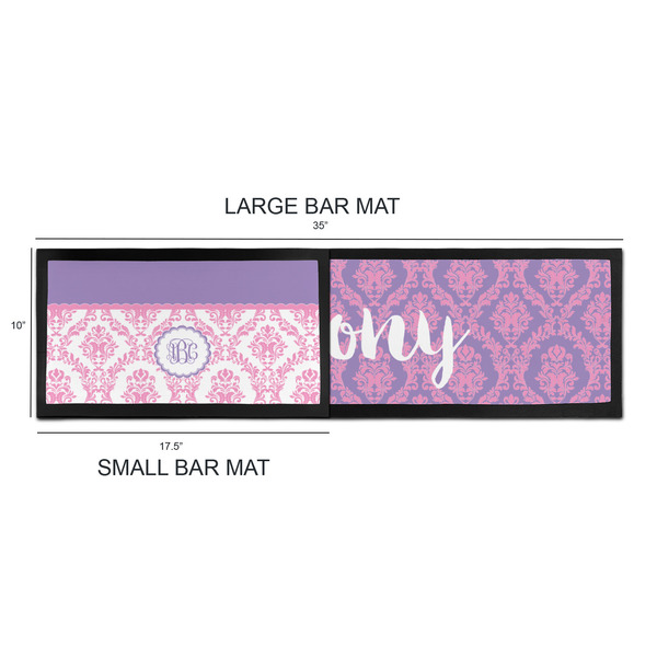 Pink, White & Purple Damask Bar Mats - Sizing Chart