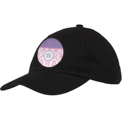 Pink, White & Purple Damask Baseball Cap - Black (Personalized)