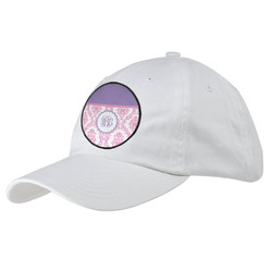 Pink, White & Purple Damask Baseball Cap - White (Personalized)