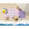 Pink, White & Purple Damask Beach Towel Lifestyle