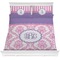 Pink, White & Purple Damask Bedding Set (Queen)