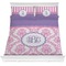 Pink, White & Purple Damask Comforter Set - Full / Queen (Personalized)