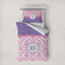 Pink, White & Purple Damask Bedding Set- Twin XL Lifestyle - Duvet