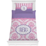 Pink, White & Purple Damask Comforter Set - Twin (Personalized)