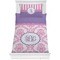 Pink, White & Purple Damask Comforter Set - Twin XL (Personalized)