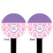Pink, White & Purple Damask Black Plastic 6" Food Pick - Round - Double Sided - Front & Back