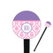 Pink, White & Purple Damask 7" Round Plastic Stir Sticks - Black - Single Sided (Personalized)