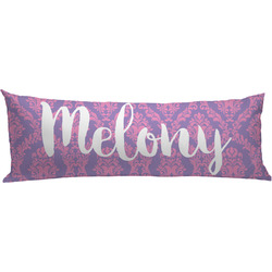 Pink, White & Purple Damask Body Pillow Case (Personalized)