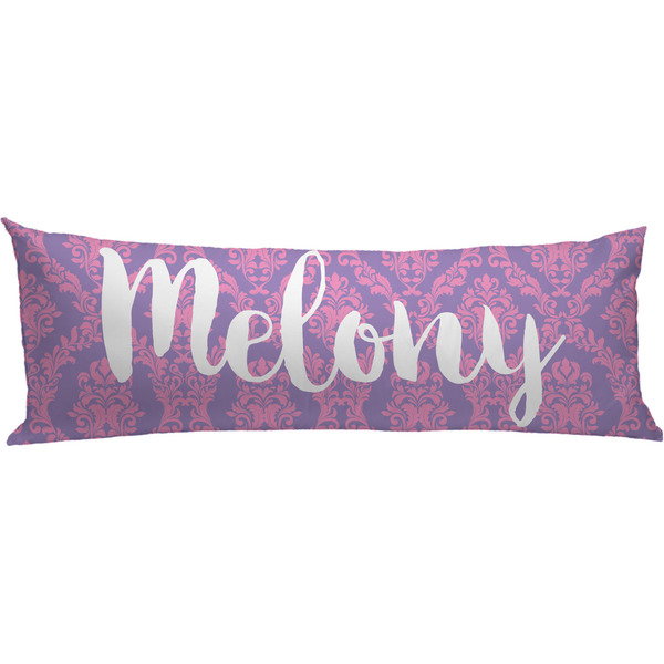 Custom Pink, White & Purple Damask Body Pillow Case (Personalized)