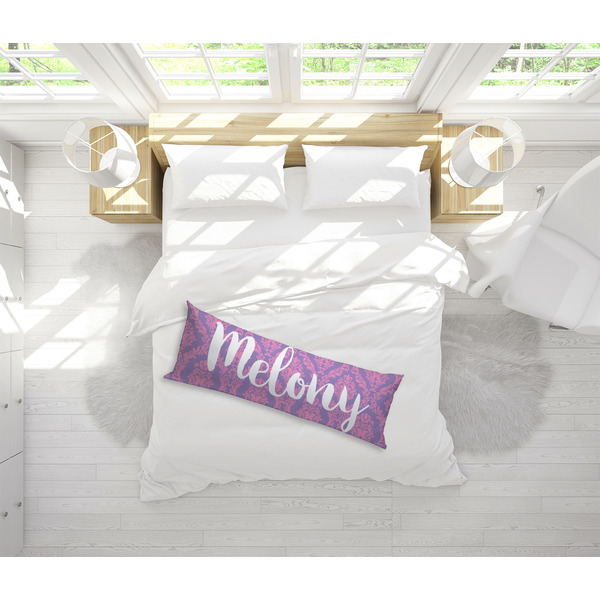 Pink, White & Purple Damask Body Pillow - LIFESTYLE