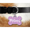 Pink, White & Purple Damask Bone Shaped Dog Tag on Collar & Dog