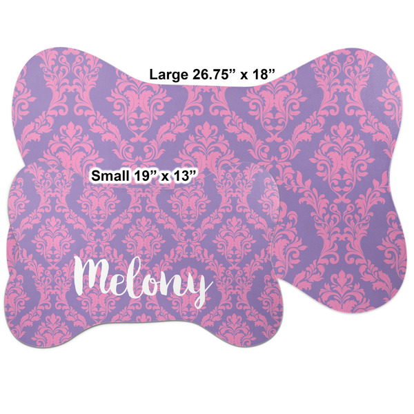 Pink, White & Purple Damask Bone Shaped Mat Comparison