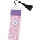 Pink, White & Purple Damask Bookmark with tassel - Flat