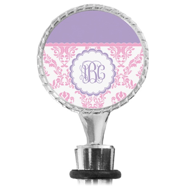 Pink, White & Purple Damask Bottle Stopper Main View