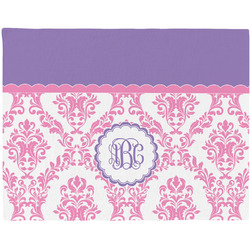 Pink, White & Purple Damask Woven Fabric Placemat - Twill w/ Monogram