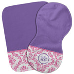 Pink, White & Purple Damask Burp Cloth (Personalized)