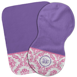 Pink, White & Purple Damask Burp Cloth (Personalized)