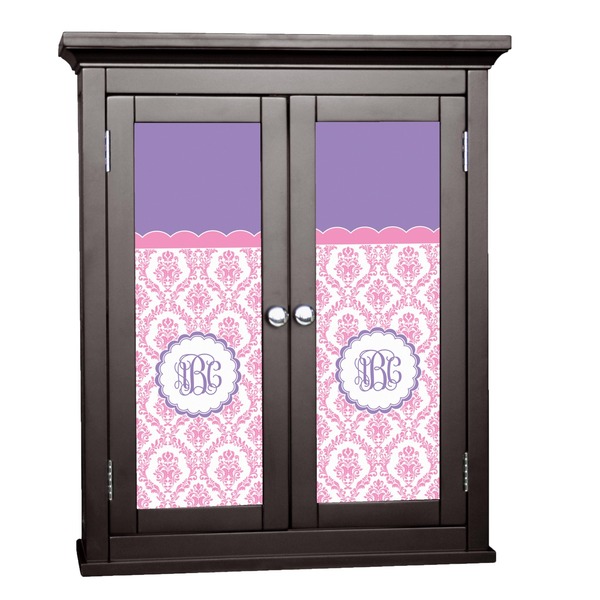 Custom Pink, White & Purple Damask Cabinet Decal - Small (Personalized)