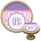Pink, White & Purple Damask Cabinet Knob - Gold (Personalized)