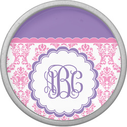 Pink, White & Purple Damask Cabinet Knob (Silver) (Personalized)