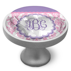 Pink, White & Purple Damask Cabinet Knob (Personalized)