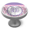 Pink, White & Purple Damask Cabinet Knob - Nickel - Side