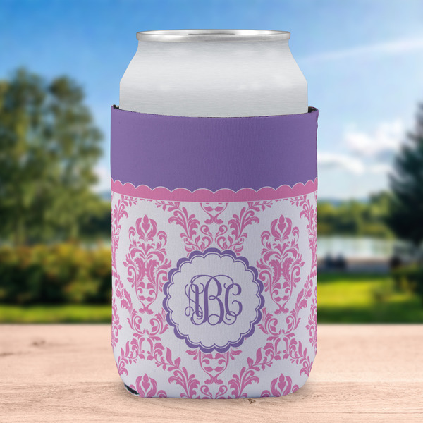Pink, White & Purple Damask Can Sleeve - LIFESTYLE (single)