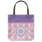 Pink, White & Purple Damask Canvas Tote Bag - Medium - 16"x16" (Personalized)