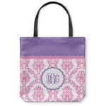 Pink, White & Purple Damask Canvas Tote Bag - Large - 18"x18" (Personalized)