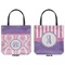 Pink, White & Purple Damask Canvas Tote - Front and Back