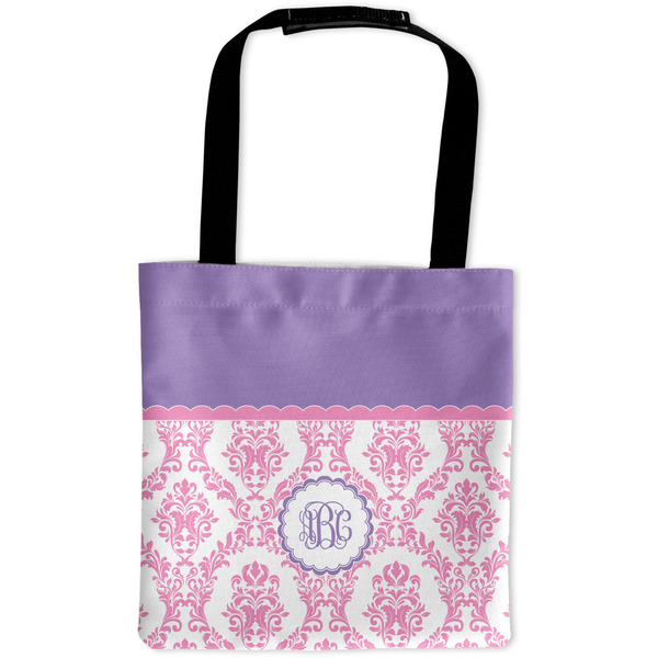 Custom Pink, White & Purple Damask Auto Back Seat Organizer Bag (Personalized)
