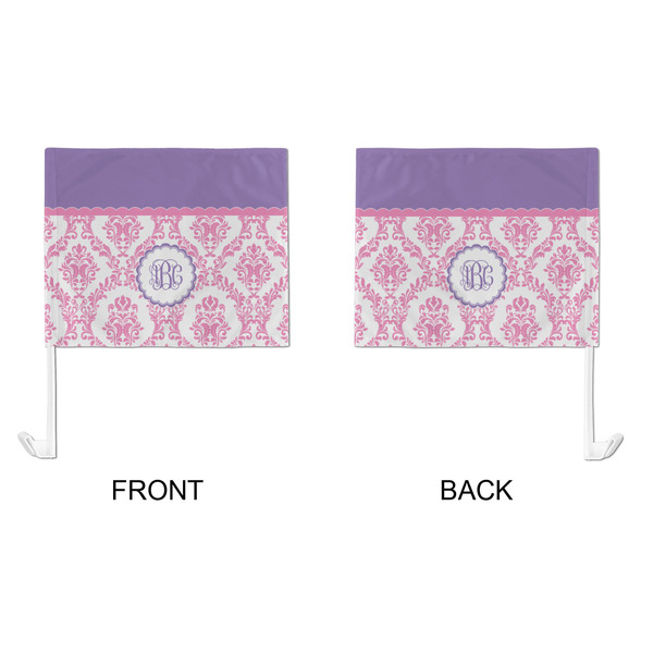 Pink, White & Purple Damask Car Flag - Large - APPROVAL