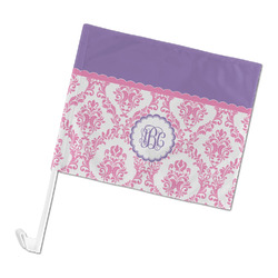 Pink, White & Purple Damask Car Flag (Personalized)