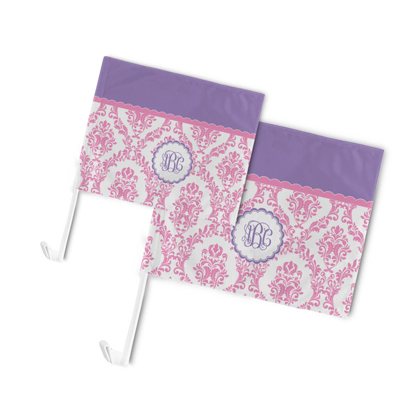 Pink, White & Purple Damask Car Flags - PARENT MAIN (both sizes)