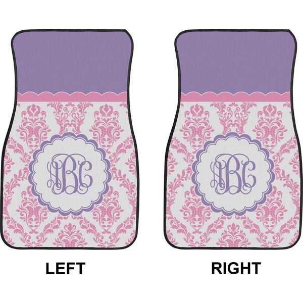 Pink, White & Purple Damask Car Mat Front - Approval