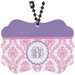 Pink, White & Purple Damask Rear View Mirror Charm (Personalized)