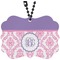 Pink, White & Purple Damask Car Ornament (Front)